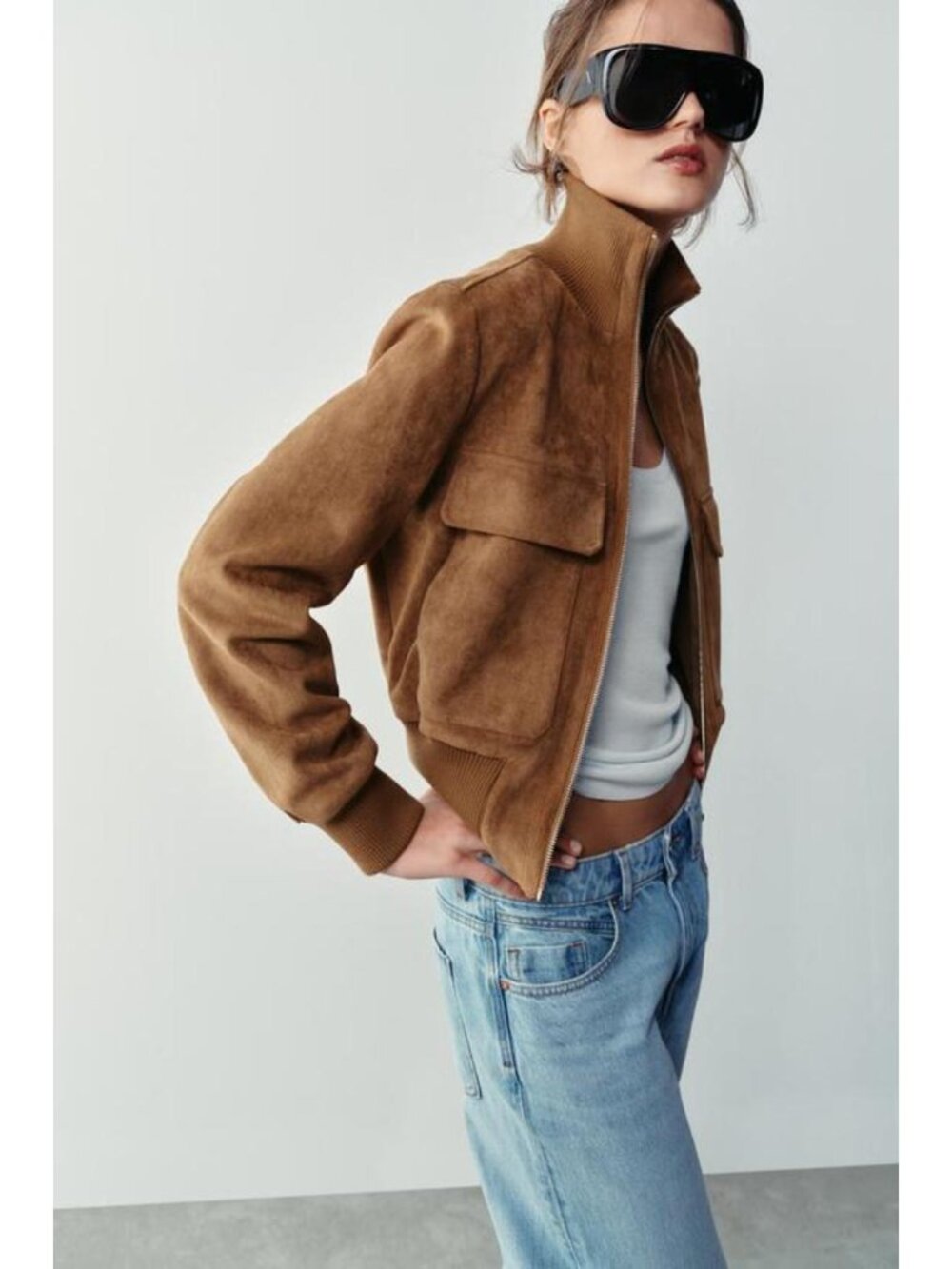 ZARA FAUX SUEDE BOMBER JACKET 3046/256/704